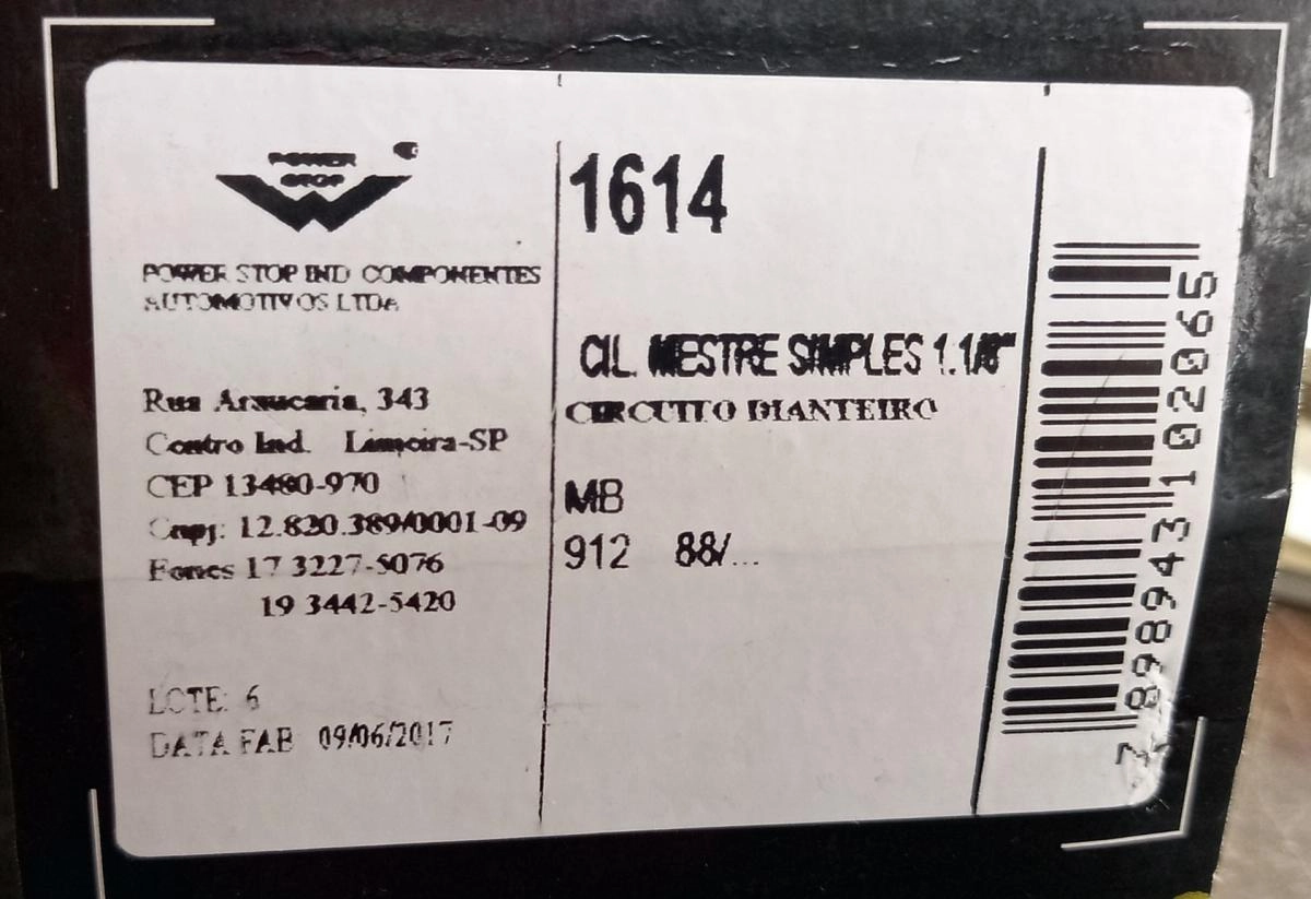 CILINDRO MESTRE FREIO SIMPLES MB 912 88/ - 28.57MM - 1.1/8P