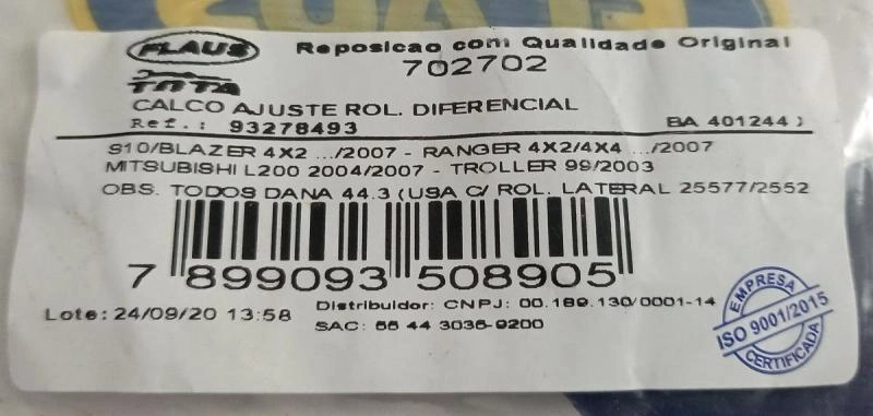 KIT CALCOS DIFERENCIAL GM S-10/BLAZER /2007 - MITSUBISHI L-200 - TROLLER DIFERENCIAL DANA 44