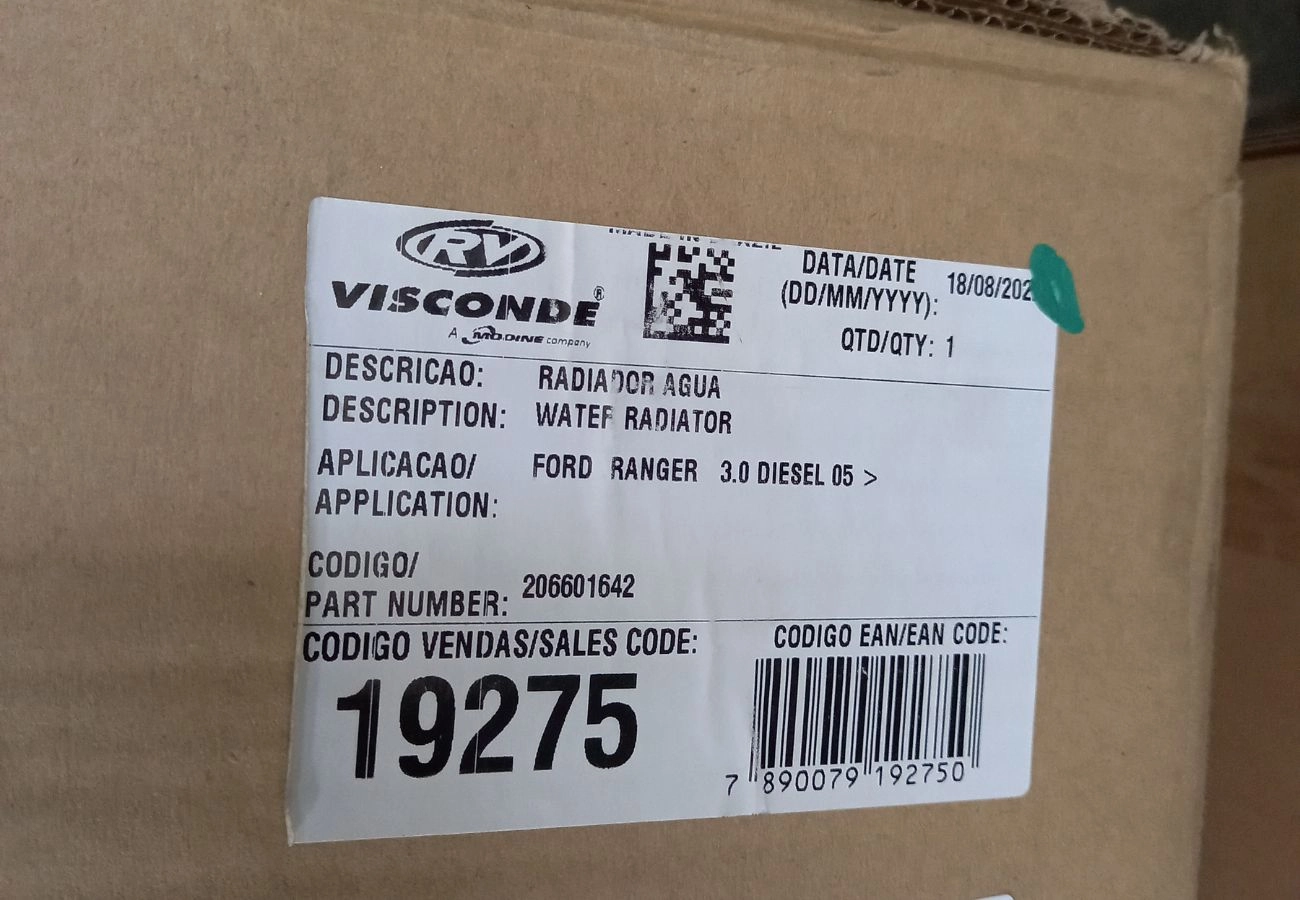 RADIADOR MOTOR BRASADO FORD RANGER 3.0 06/12 DIESEL - COM OU SEM AR CONDICIONADO - MANUAL