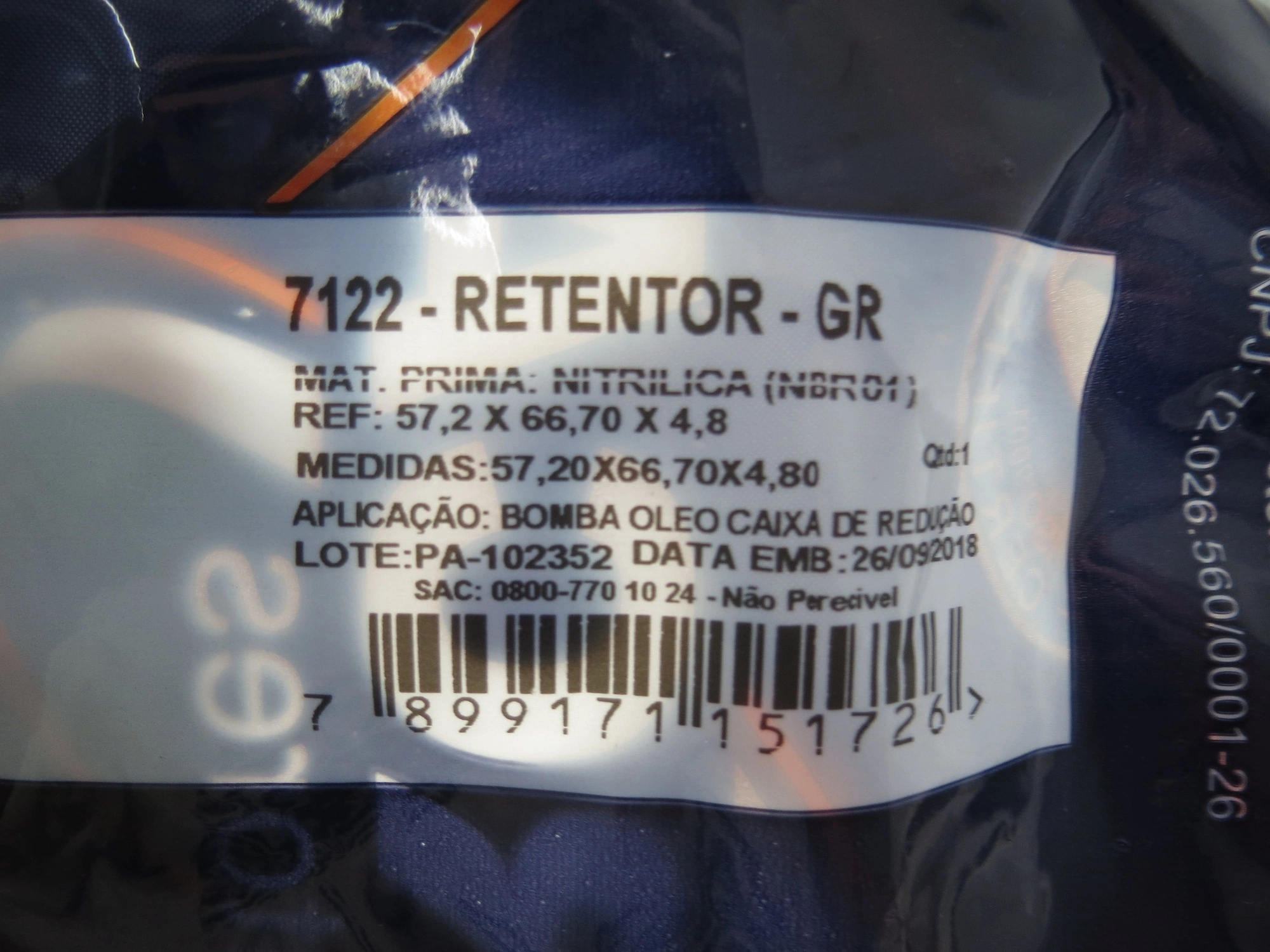 RETENTOR BOMBA ÓLEO CAIXA REDUÇÃO/TRANSFERÊNCIA GM S-10/BLAZER 1998/2011 4X4 - 57,20X66,70X4,80MM