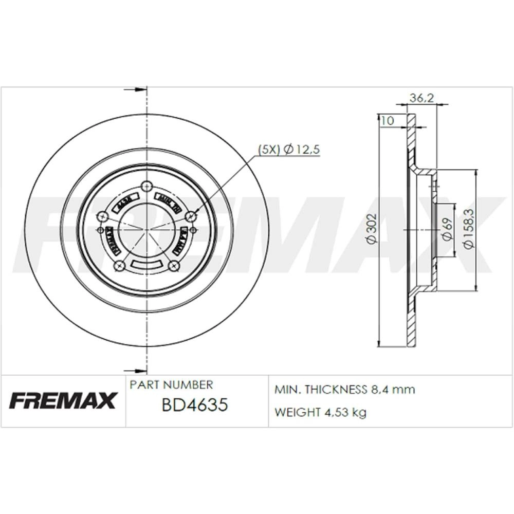 DISCO FREIO TRASEIRO SÓLIDO 302MM MITSUBISHI ASX 13/17 ECLIPSE CROSS 18/21 OUTLANDER 13/20