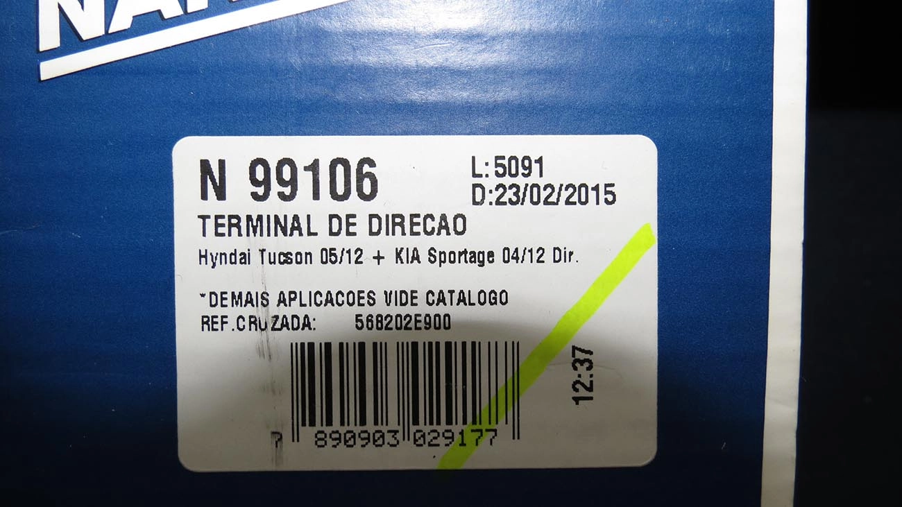 TERMINAL DIREÇÃO DIREITO HYUNDAI TUCSON 2005/2017 D.H - KIA SPORTAGE 2004/2012