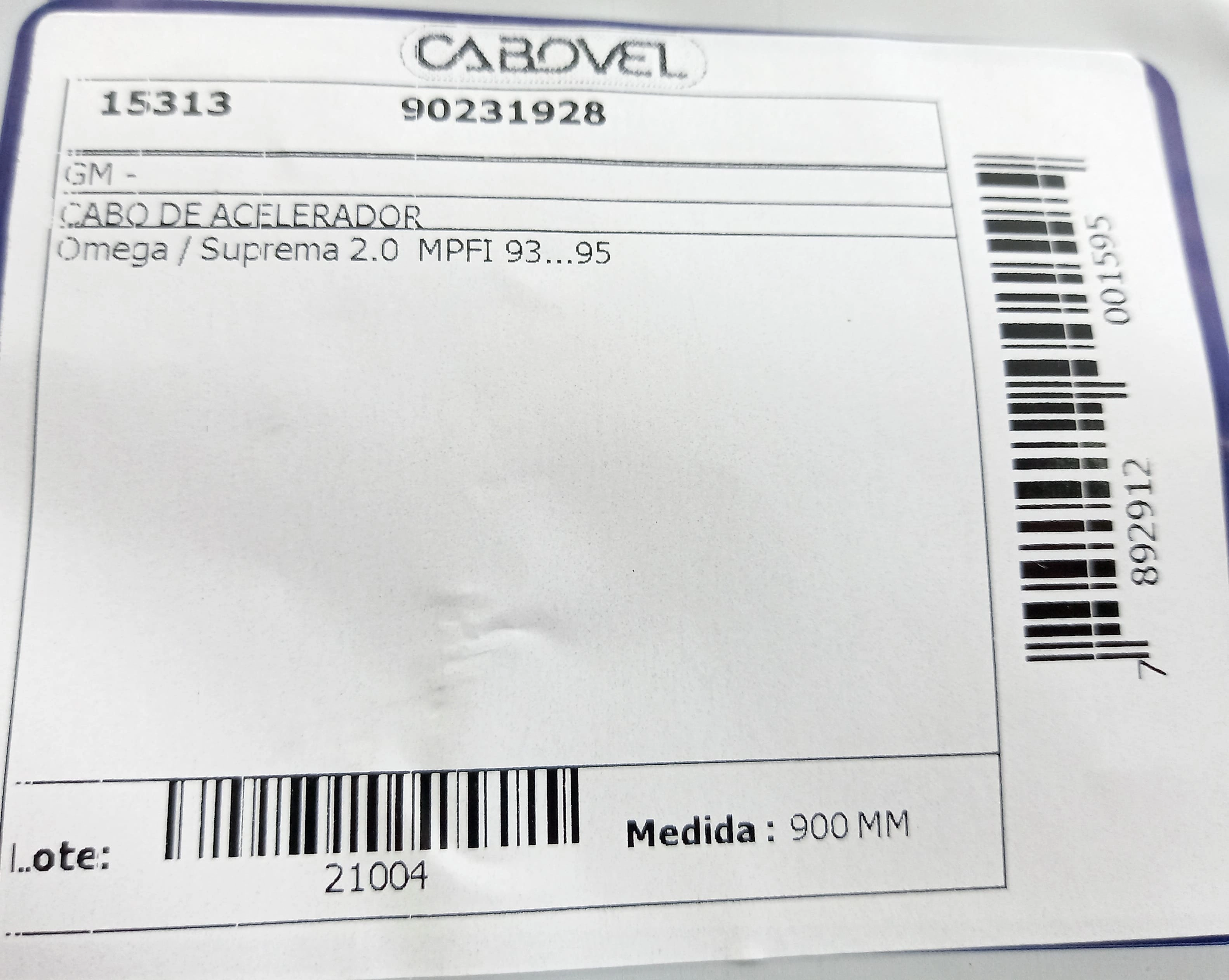 CABO ACELERADOR GM OMEGA/SUPREMA 2.0 MPFI 93/95 900