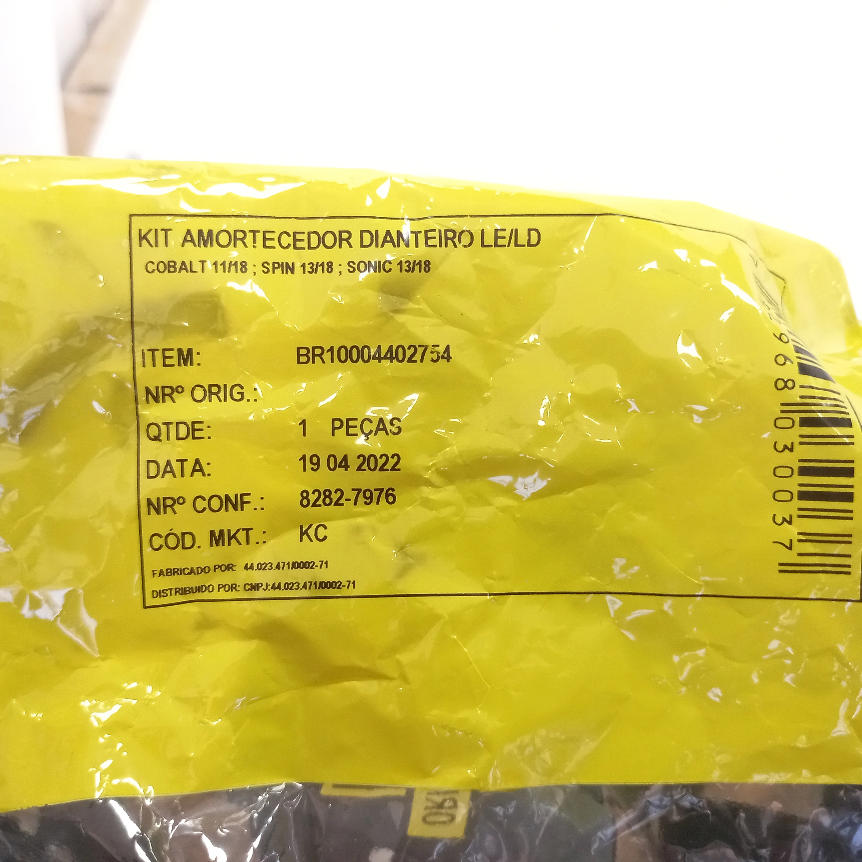 KIT AMORTECEDOR DIANTEIRO COMPLETO GM COBALT 11/19 - SPIN 13/19 - SONIC 13/15 - PARA UM LADO