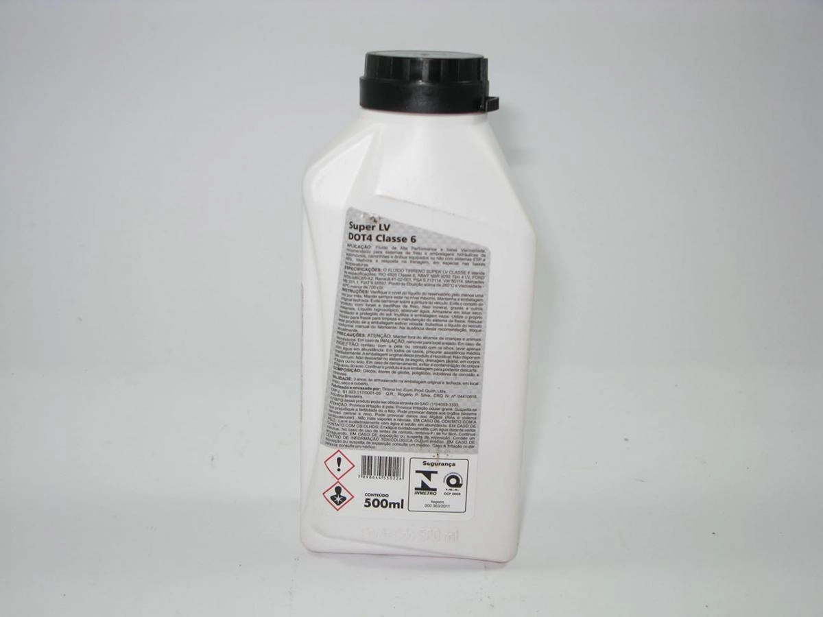 FLUIDO P/FREIO 500ML DOT-4 LV - CLASSE 6 - TIRRENO - LEVEMENTE AMARELO