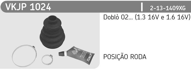 KIT REPARO HOMOCINÉTICA LADO RODA FIAT DOBLO 1.3/1.6 16V 2002/ - 20X68X100MM