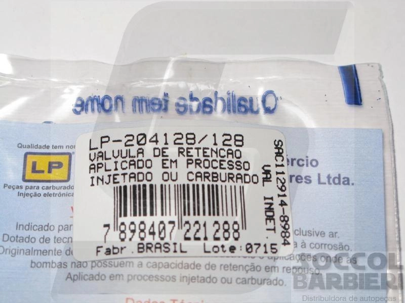 VALVULA DE RETENCAO COMBUSTIVEL E AR - UNIVERSAL