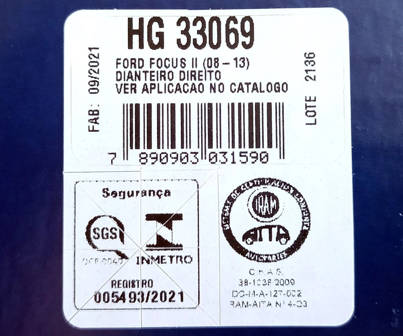 AMORTECEDOR DIANTEIRO DIREITO FORD FOCUS SEDAN 2008/2013 - HATCH/SEDAN