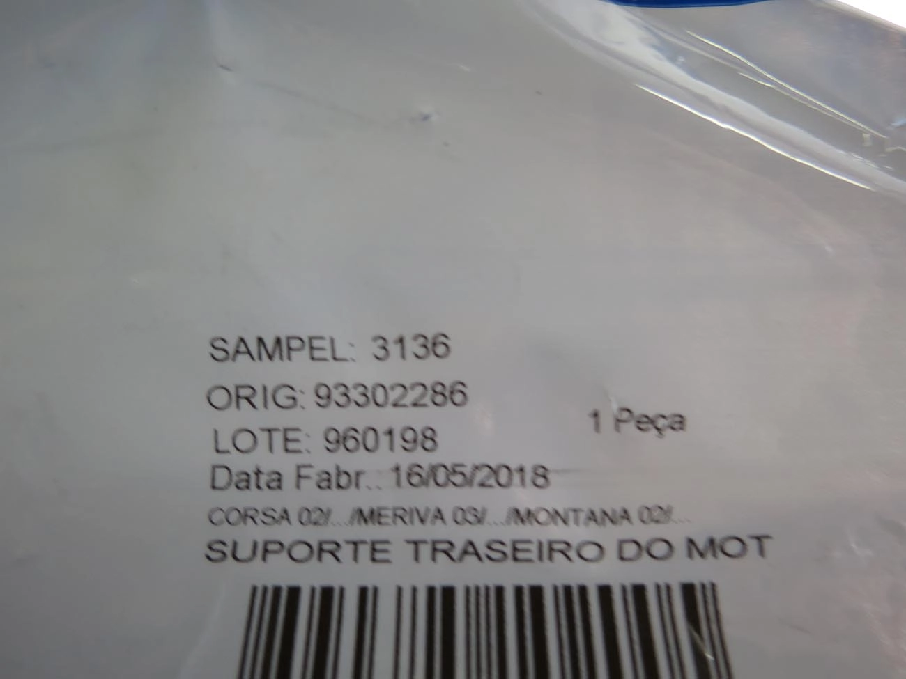 COXIM LIMITADOR VERTICAL TRASEIRO DIREITO MOTOR GM NOVO CORSA 02/11 - MERIVA/MONTANA 03/12
