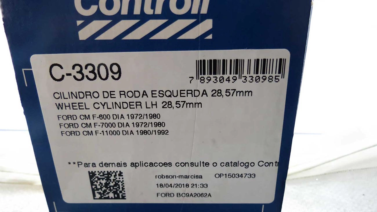 CILINDRO RODA FREIO DIANTEIRO LADO ESQUERDO DIANTEIRA ESQUERDA FORD F-600/7000 72/80 F-11000 80/92 1-1/8