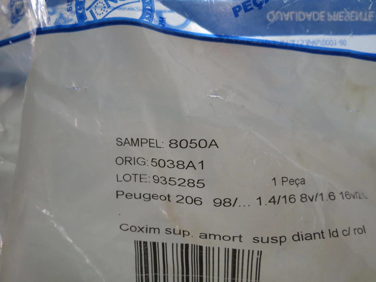 COXIM/SUPORTE AMORTECEDOR DIANTEIRO LADO DIREITO COM ROLAMENTO PEUGEOT 206 1.4/1.6 1998/ 207 2009/
