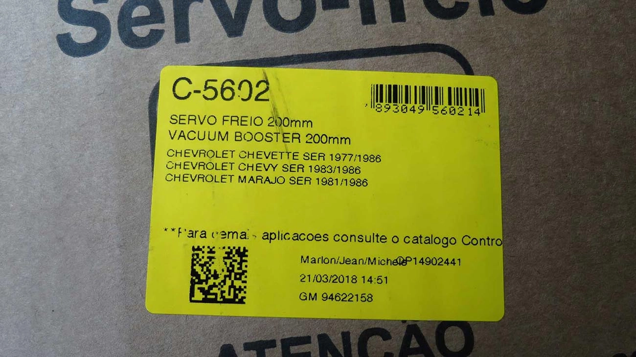 SERVO FREIO GM CHEVETTE/CHEVY 500/MARAJO 77/86 200MM