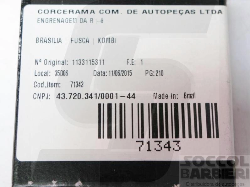 ENGRENAGEM MARCHA RÉ RE VW BRASILIA/FUSCA/KOMBI