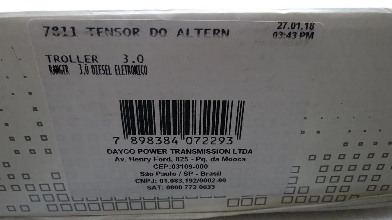TENSOR CORREIA ALTERNADOR TENSIONADOR AUXILIAR ACESSÓRIOS MOTOR FORD RANGER 3.0 2005/ TROLLER T-4/T-5 2006/ ELETRONICO