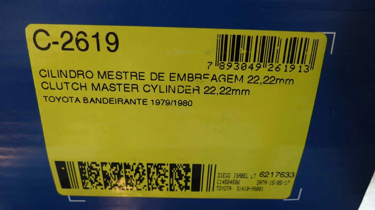 CILINDRO MESTRE EMBREAGEM 22.22MM MOTOR OM 314 TOYOTA BANDEIRANTE 79/80 OM314 7/8