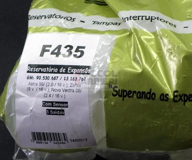 RESERVATORIO AGUA GM ASTRA 16V 99/ - ZAFIRA 8/16V 99/ - NOVO VECTRA 2.4 16V 2006/ - 3 SAIDAS C/SENSO