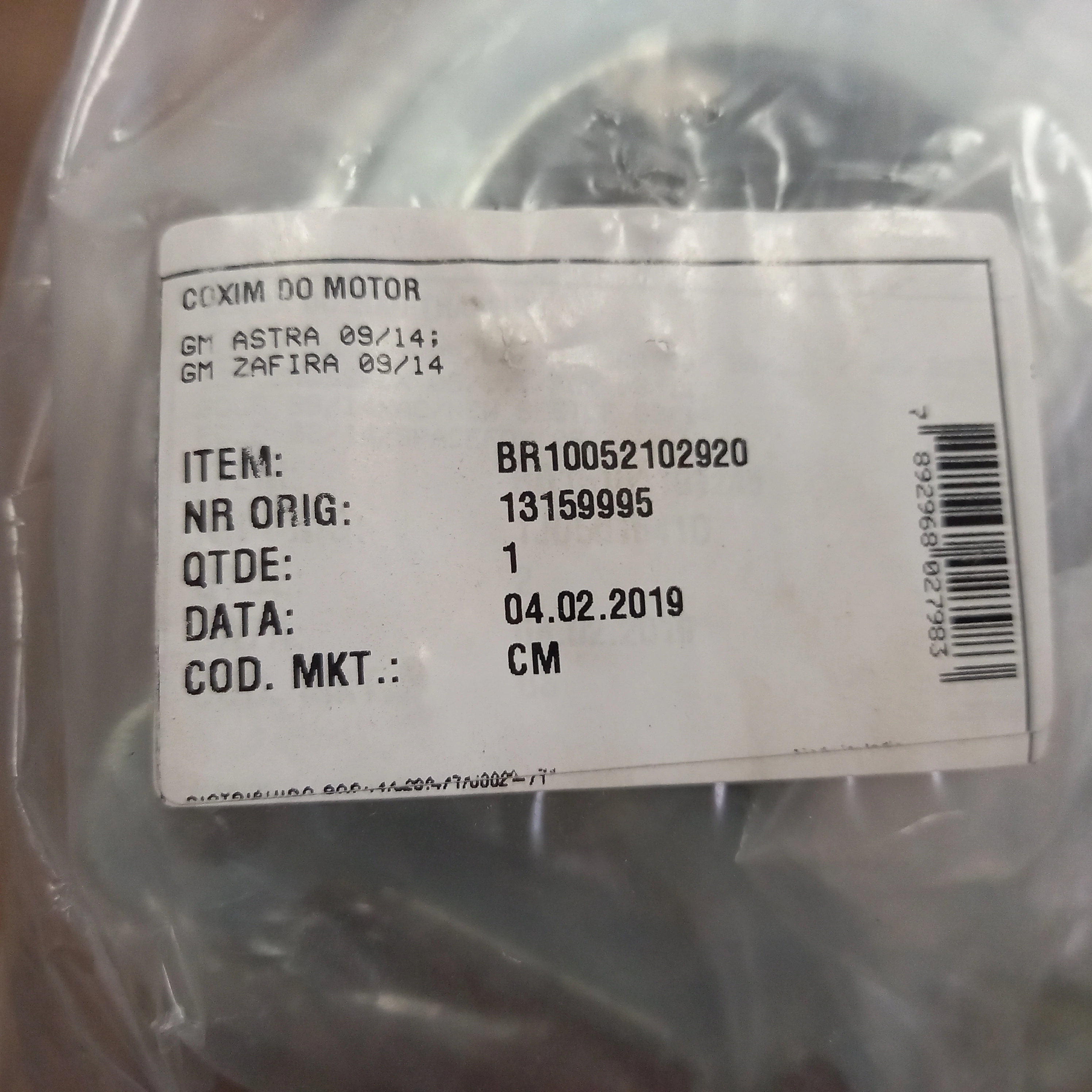 COXIM DO MOTOR LADO ESQUERDO GM ASTRA/ZAFIRA 2009/2014 - SEM SUPORTE