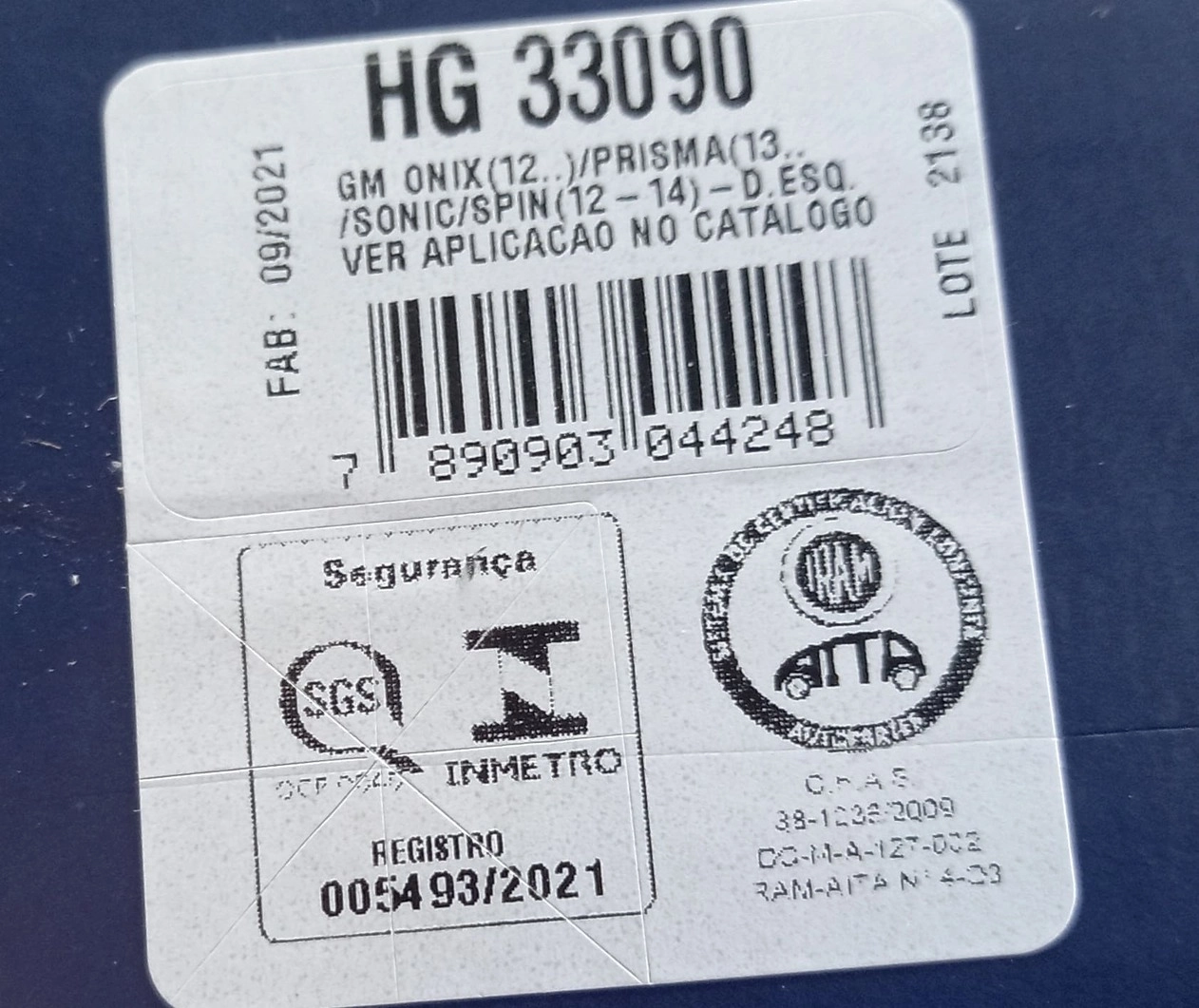 AMORTECEDOR DIANTEIRO ESQUERDO GM ONIX 12/ - NOVO PRISMA 13/ - SONIC 12/14 - SPIN 12/14 EXCETO ACTIV