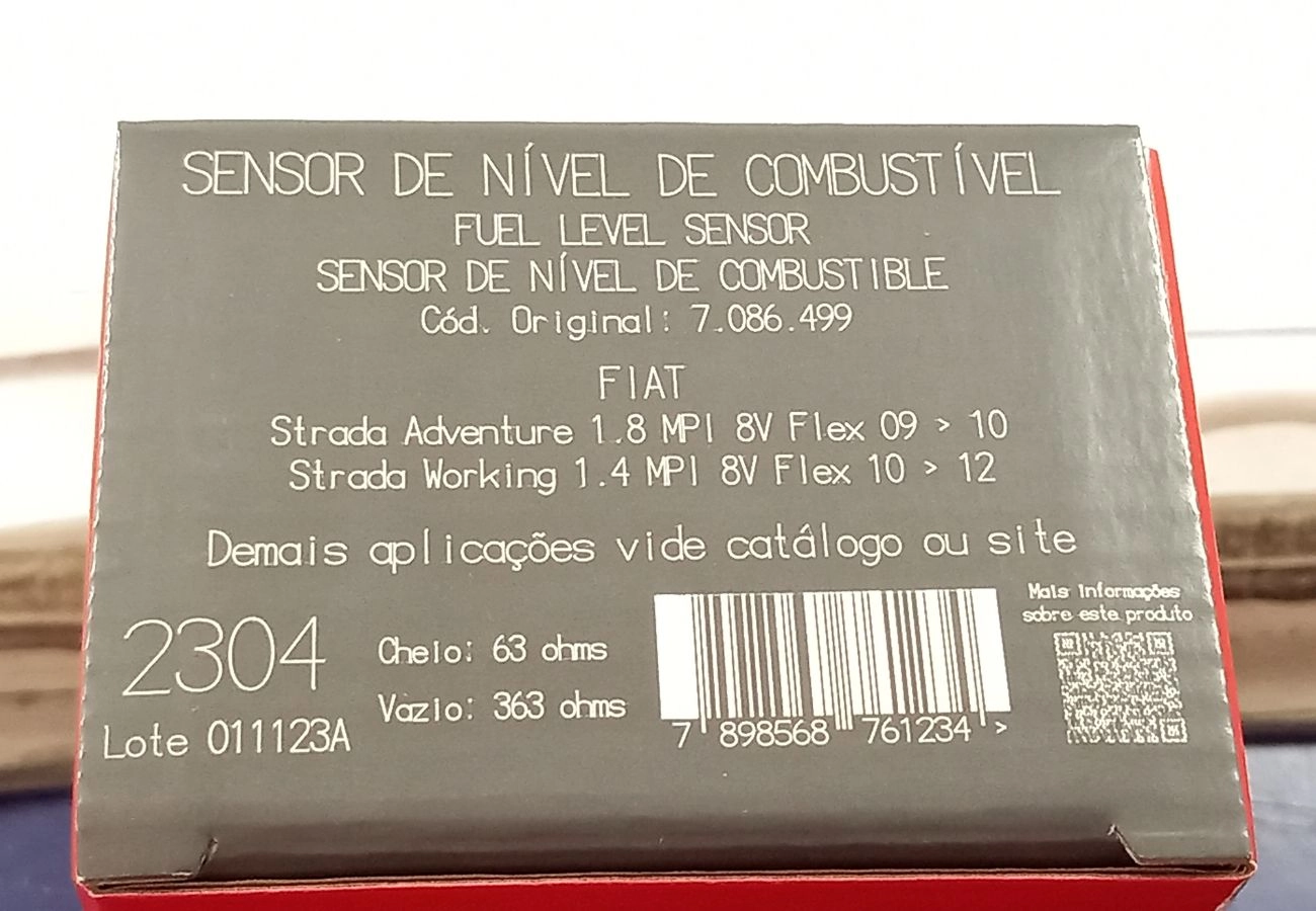 SENSOR/BOIA DE NÍVEL COMBUSTÍVEL FIAT FIORINO 1.4 14/ - STRADA 1.4/1.8 07/12 - UNO 1.4 11/