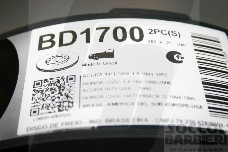 DISCO FREIO DIANTEIRO VENTILADO 262MM HONDA CIVIC 1.5 1.7 91/06 CITY 09/14 FIT 08/14