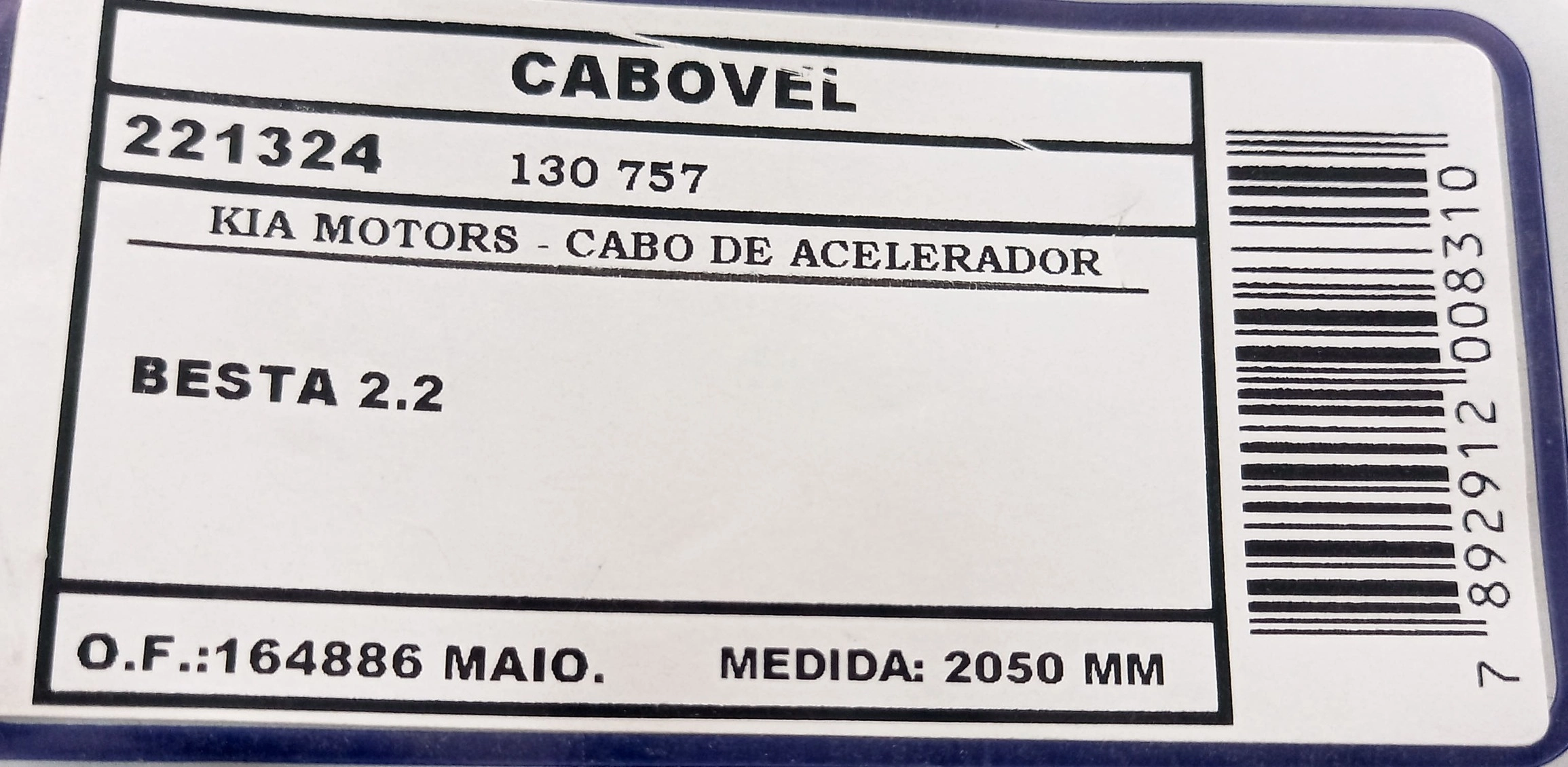 CABO ACELERADOR 2050MM KIA BESTA 2.2
