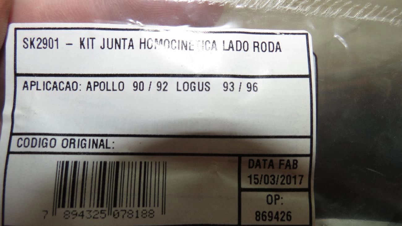 KIT REPARO HOMOCINÉTICA LADO RODA/CÂMBIO FORD ESCORT/VERONA 89/96 - HOBBY TODOS - VW APOLLO