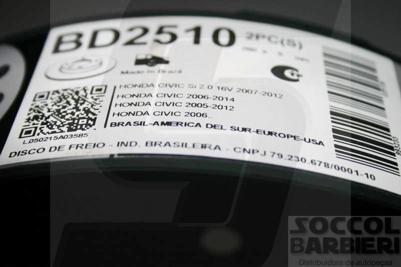 DISCO FREIO TRASEIRO SÓLIDO 260MM 5 FUROS HONDA NEW CIVIC 2006/2015 1.8/2.0 SOLIDO