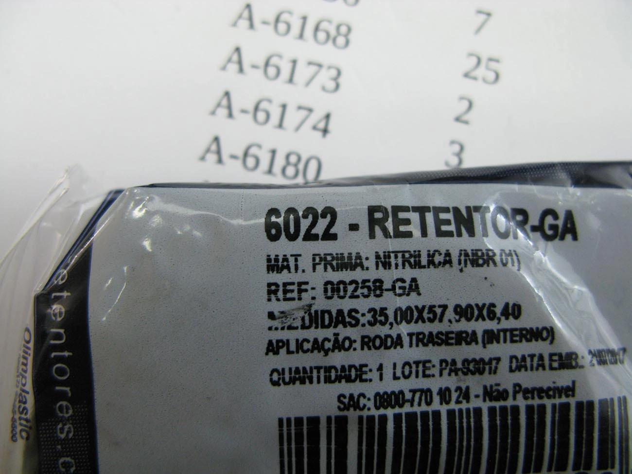 RETENTOR CUBO RODA TRASEIRO INTERNO 35,00X57,90X6,40MM TRASEIRA WILLYS F-75/JEEP/RURAL 35X57,90X6,40MM