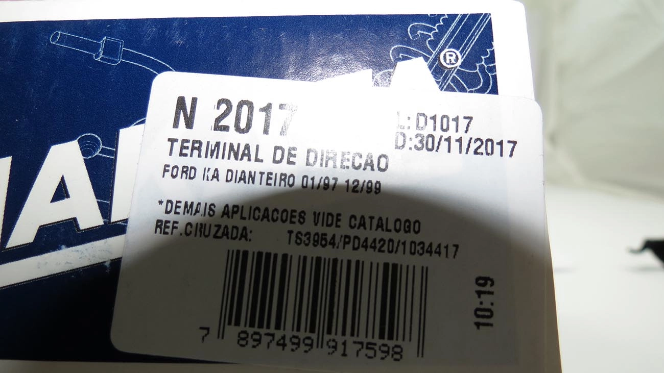 TERMINAL DIREÇÃO DIREITO/ESQUERDO ROSCA INTERNA 1/2X20 FORD COURIER 94/96 FIESTA 94/95 KA 97/07 1/2X2