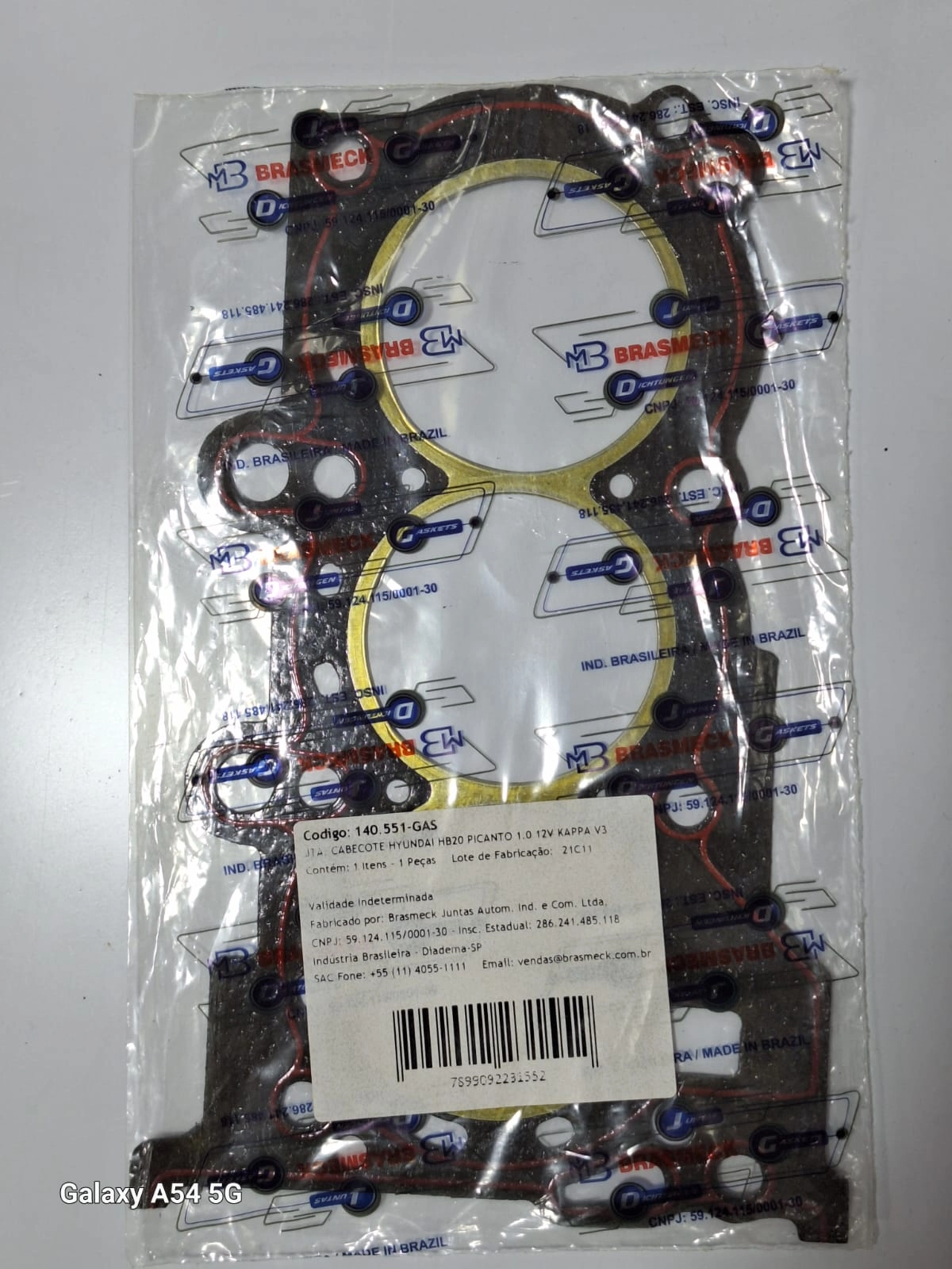 JUNTA CABEÇOTE DE FIBRA HYUNDAI HB20 1.0 12V 2010/ KIA PICANTO 1.0 10/ - MOTOR KAPPA 3 CILINDROS