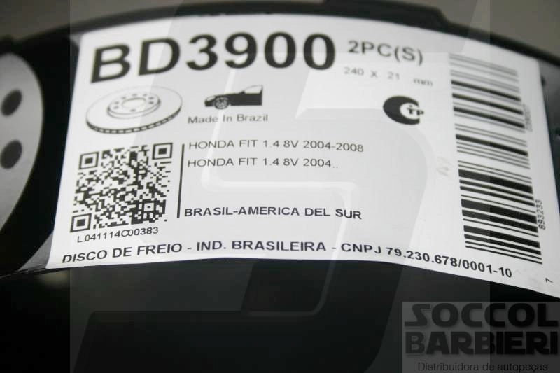 DISCO FREIO DIANTEIRO VENTILADO 240MM HONDA FIT 1.4/1.5 2003/2008