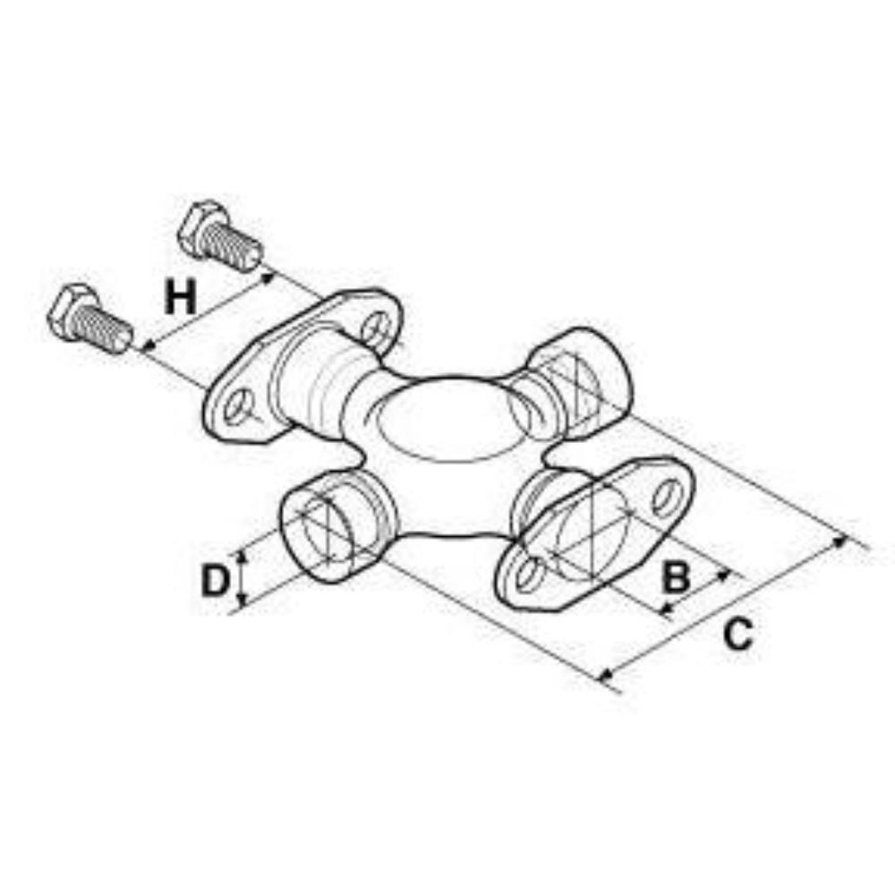 CRUZETA CARDAN VW 23.210/24.220/CONSTELLATION 49X154,8MM DUAS CATANHAS COM CHAVETA/DUAS PARAFUSADAS