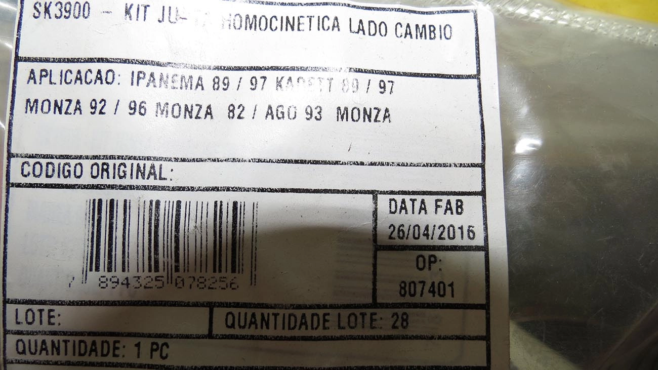 KIT REPARO HOMOCINÉTICA LADO CÂMBIO GM MONZA/KADETT/IPANEMA/ASTRA/CALIBRA - VECTRA /96 - 22X65X97MM