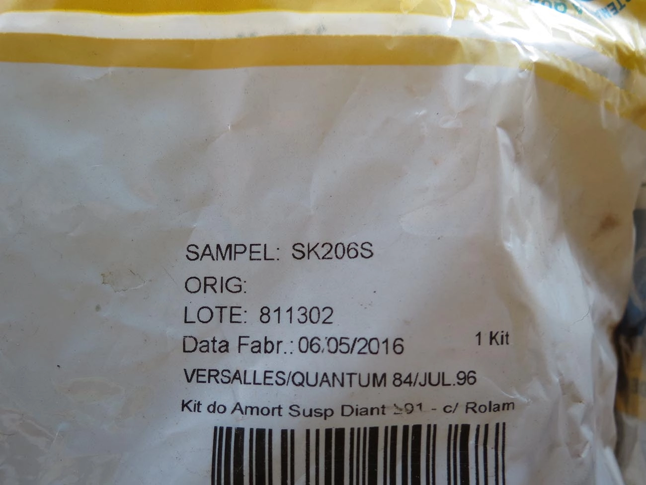 KIT AMORTECEDOR VW SANTANA/QUANTUM /95 - DIANTEIRO C/COXIM
