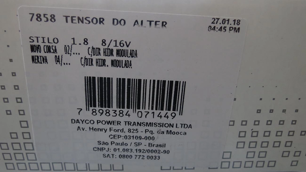 TENSOR CORREIA ALTERNADOR STILO 1.8 C/ACD/DH - NOVO CORSA 02/ C/DH - MERIVA 04/ C/DH 1.8 C/ACD