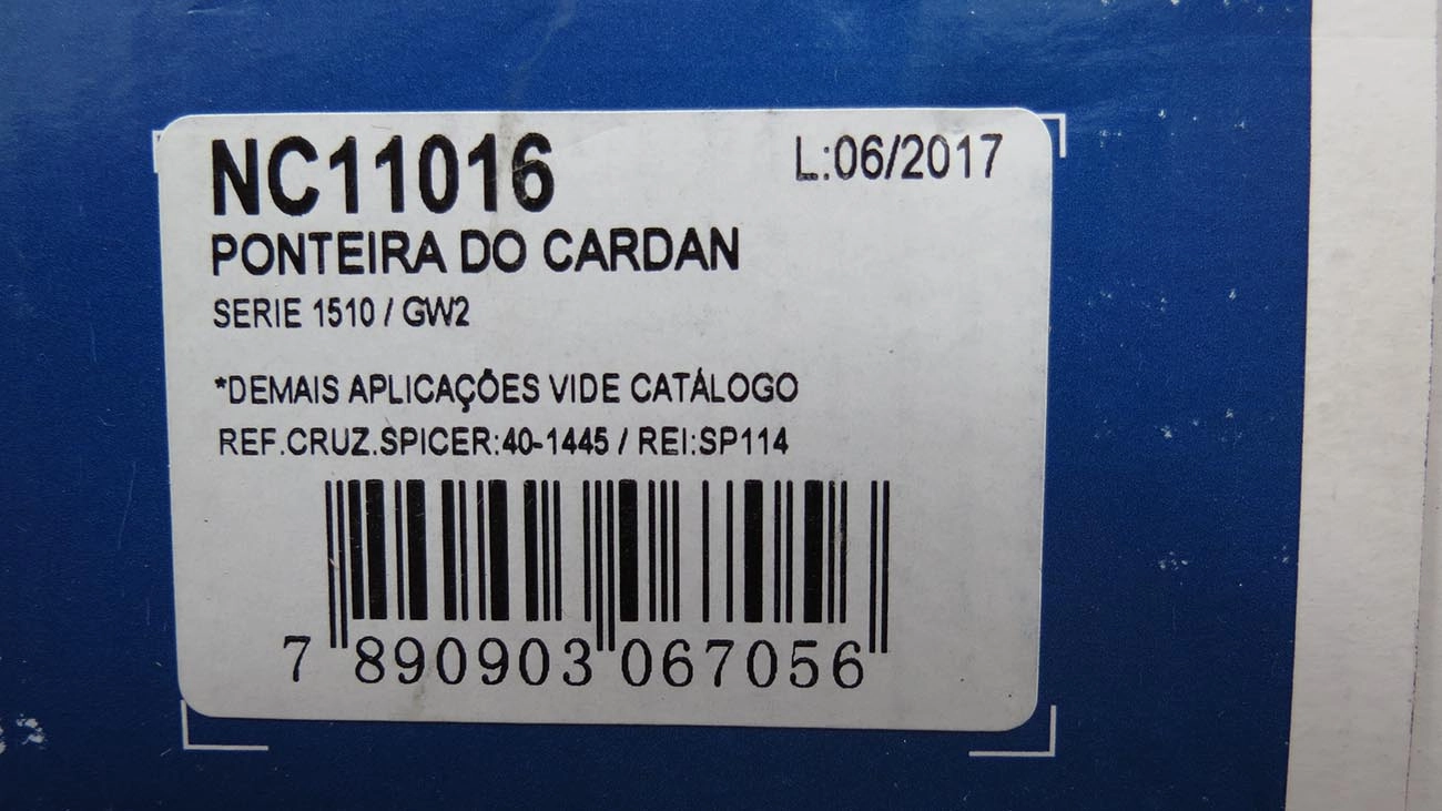 PONTEIRA DESLIZANTE CARDAN 16 ESTRIAS MB 608/1113/1313/1513/2213 TODOS - CRUZETA NUJ12213