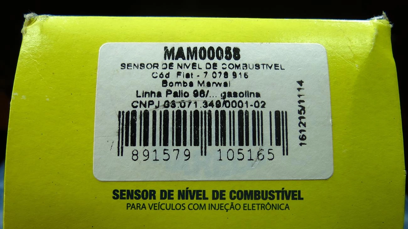 SENSOR NÍVEL SENSOR/BOIA COMBUSTÍVEL FIAT PALIO/SIENA 1.0/1.5/1.6 96/ GASOLINA
