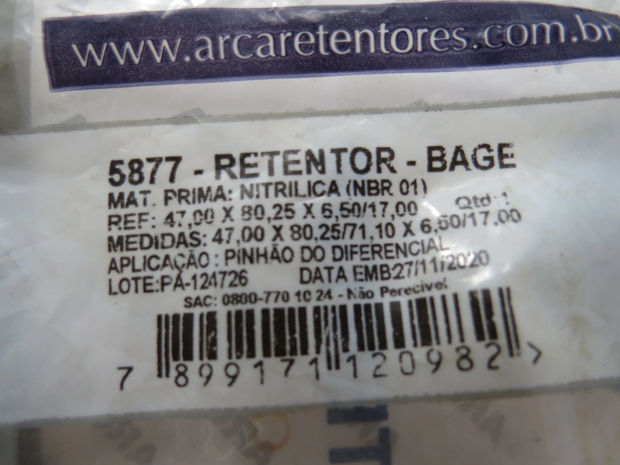 RETENTOR PINHÃO DIFERENCIAL 47X80,25X71,10X6,50X17MM FORD F-250/F-350 99/ 5.140/5.150/8.150/8.160/9.160/10.160/- HILUX 05/
