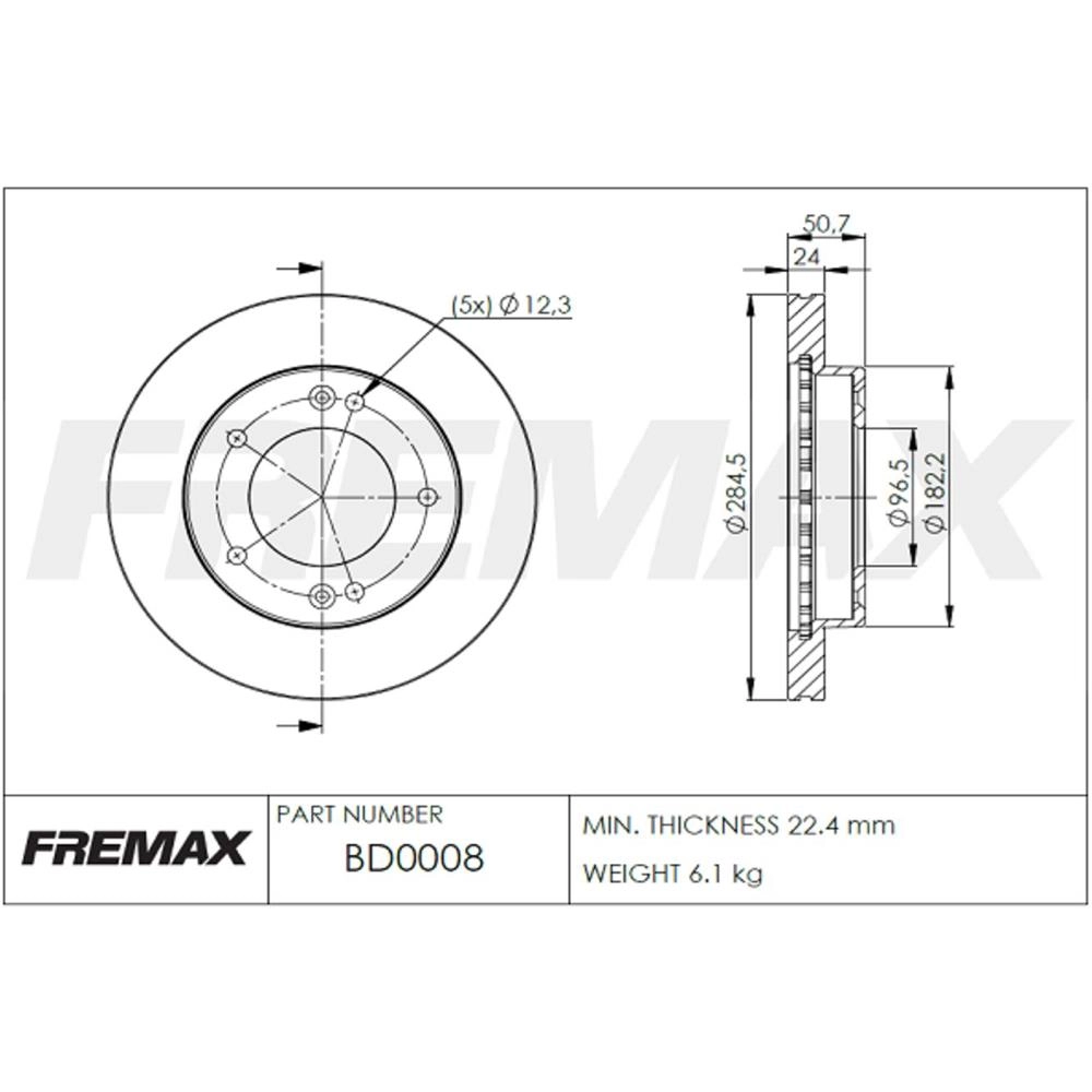 DISCO FREIO DIANTEIRO VENTILADO 284,50MM KIA SPORTAGE 2.0/2.2 93/04