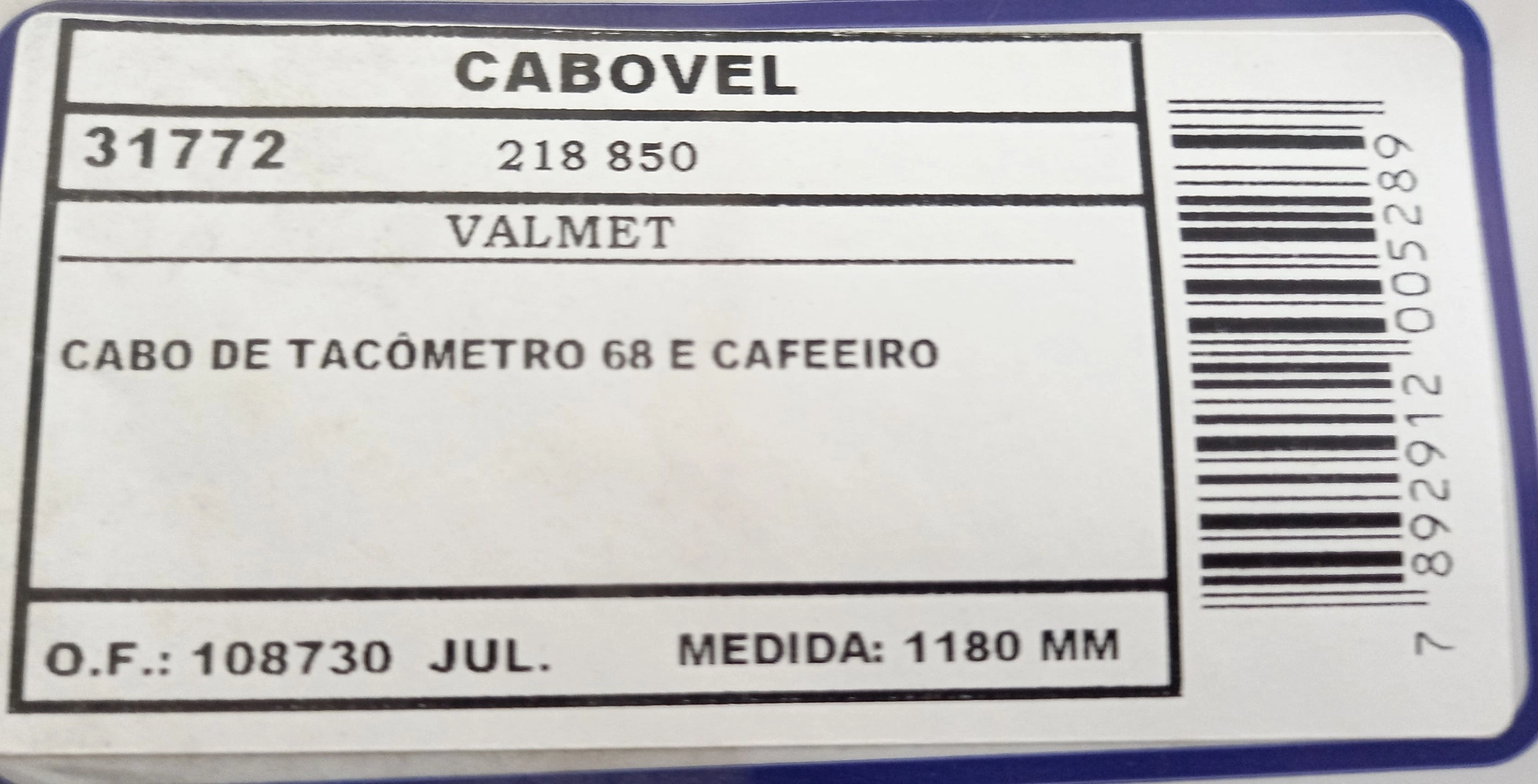 CABO DE TACÔMETRO VALMET 68 E CAFEEIRO - 1180MM