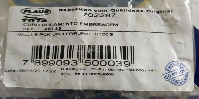 CUBO ROLAMENTO EMBREAGEM WILLYS JEEP/RURAL/F-75 6 CIL