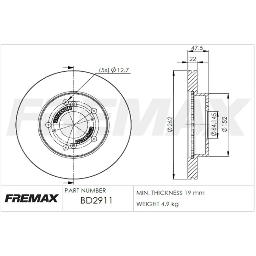 DISCO FREIO DIANTEIRO VENTILADO 262MM HONDA NEW CIVIC 1.8/2.0 2007/2011