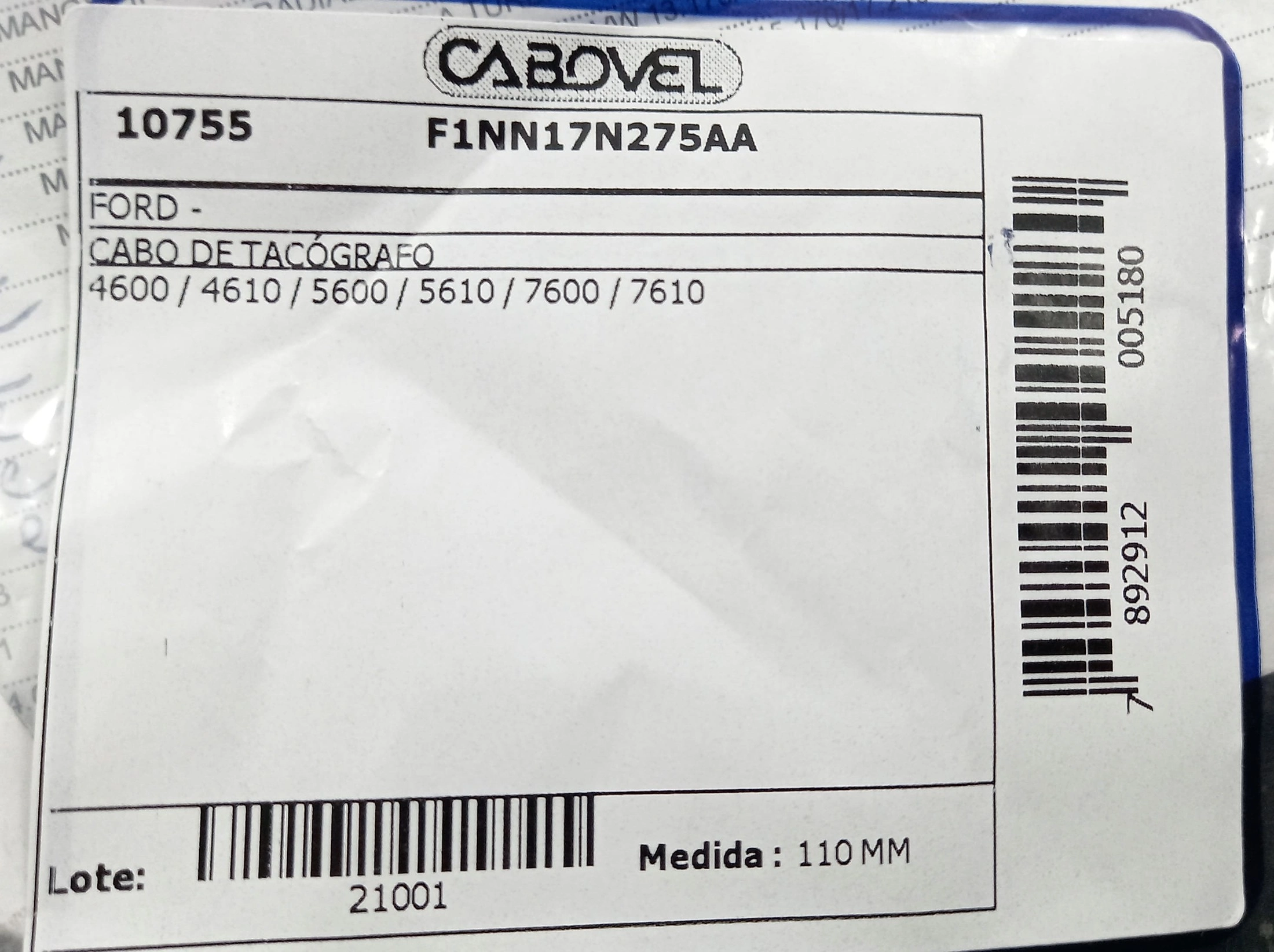 CABO DE LIGACAO TACOMETRO FORD TRATORES 4600/4610/5600/5610/7600/7610 - 110MM