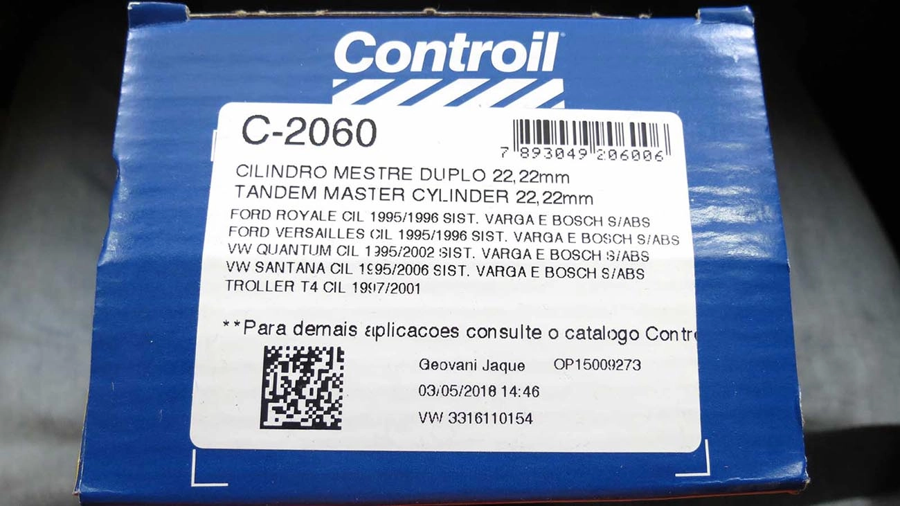 CILINDRO MESTRE FREIO DUPLO SEM ABS SISTEMA VARGA/BOSCH 22.22MM VW SANTANA/QUANTUM 95/ 7/8