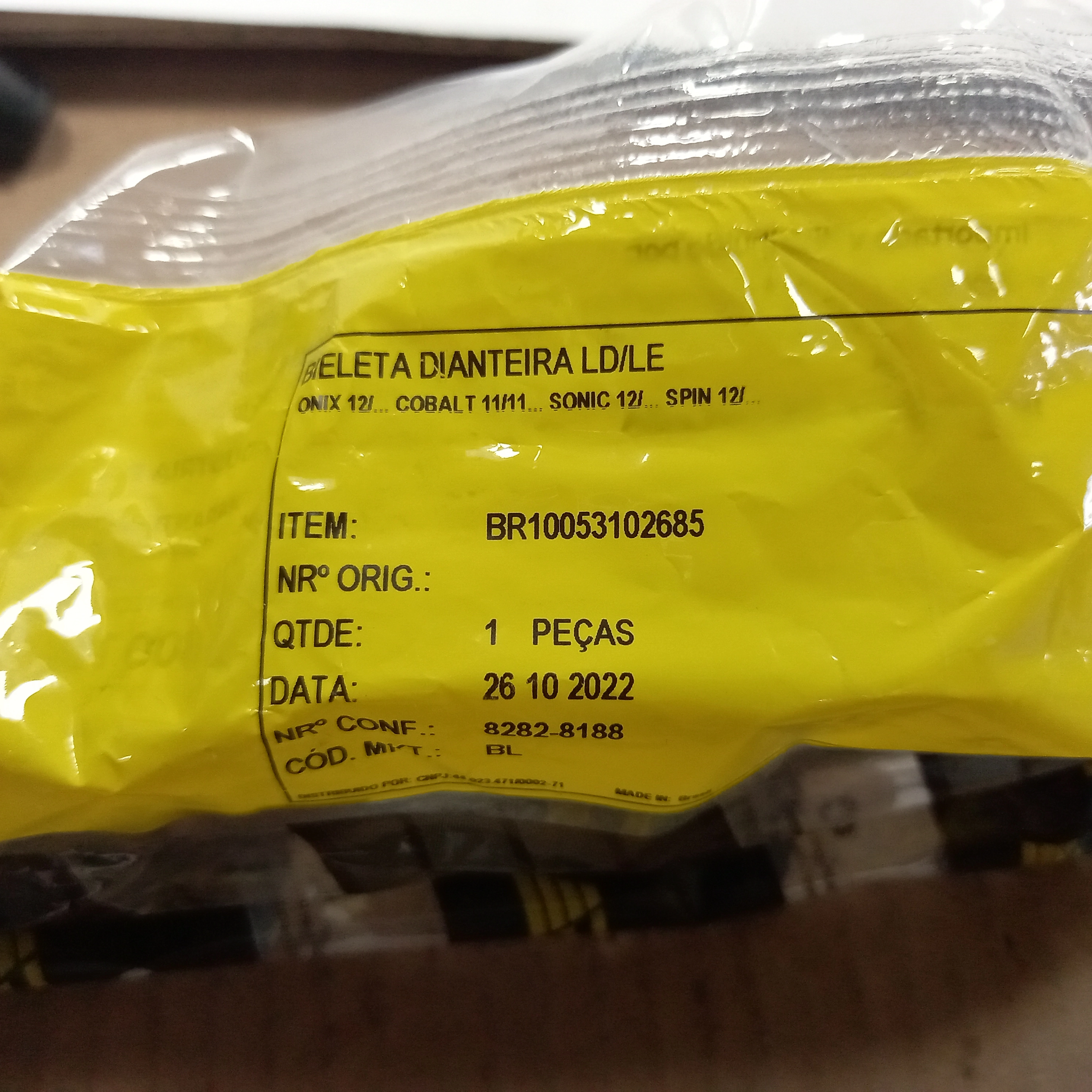 BIELETA DIANTEIRA LD/LE GM COBALT 11/ - ONIX 12/ - PRISMA 13/19 - SONIC 12/14 - SPIN 12/