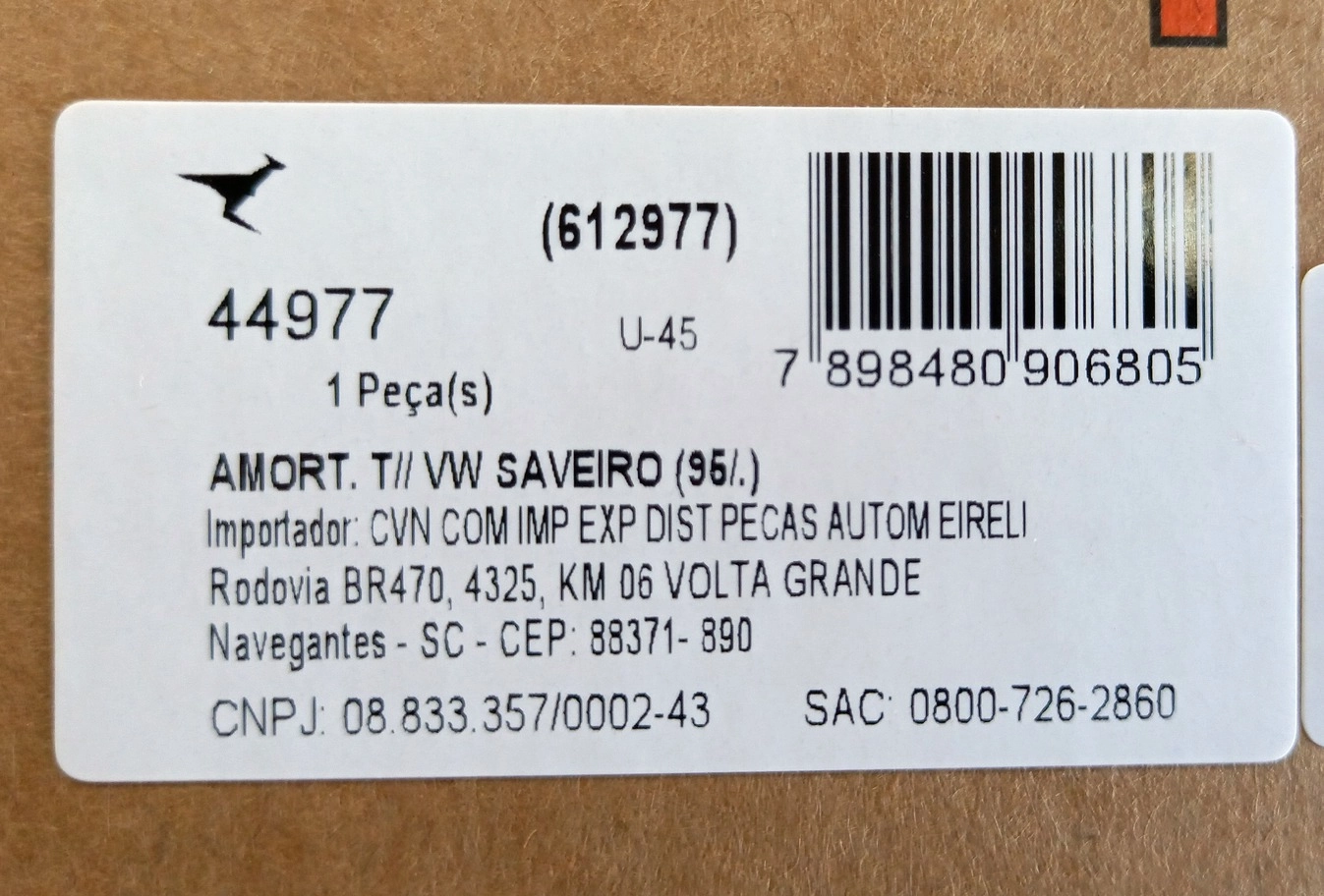 AMORTECEDOR TRASEIRO OLEO VW GOL 1.0/1.6/1.8/2.0 1995/ GERACAO II/III/IV