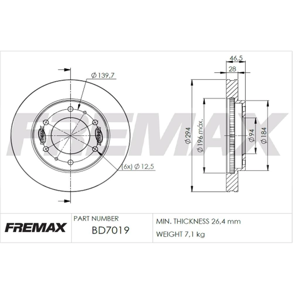 DISCO FREIO DIANTEIRO VENTILADO 294MM 6 FUROS MITSUBISHI L-200 TRITON/DAKAR 08/ PAJERO 11/