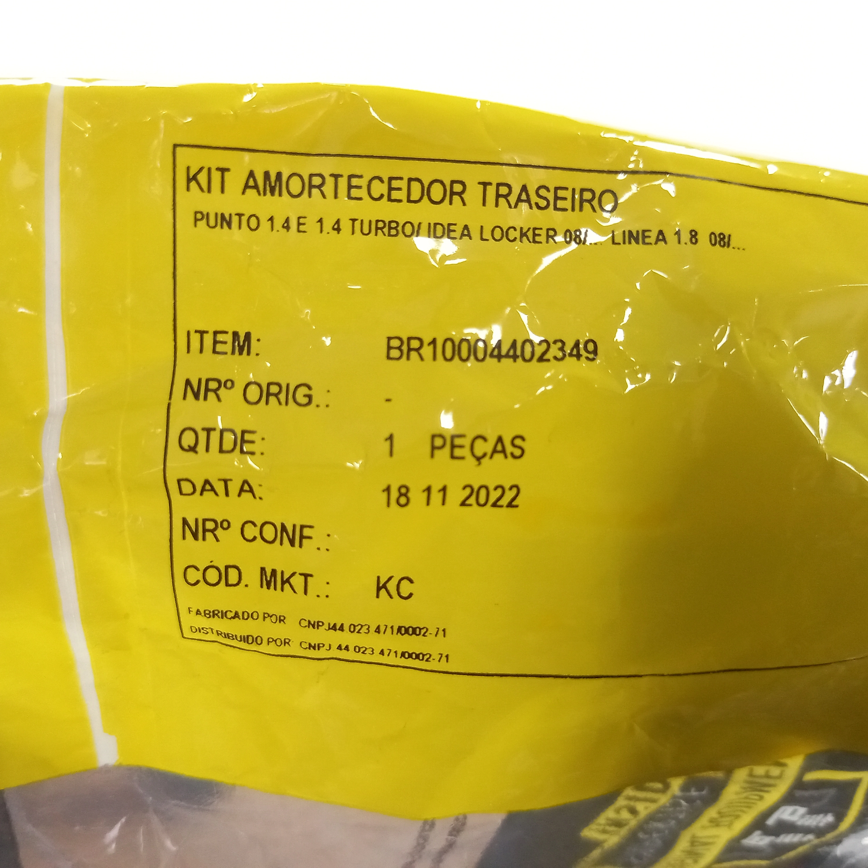 KIT AMORTECEDOR TRASEIRO FIAT IDEA LOCKER 08/10 - PUNTO 09/16  - BATENTE E COIFA