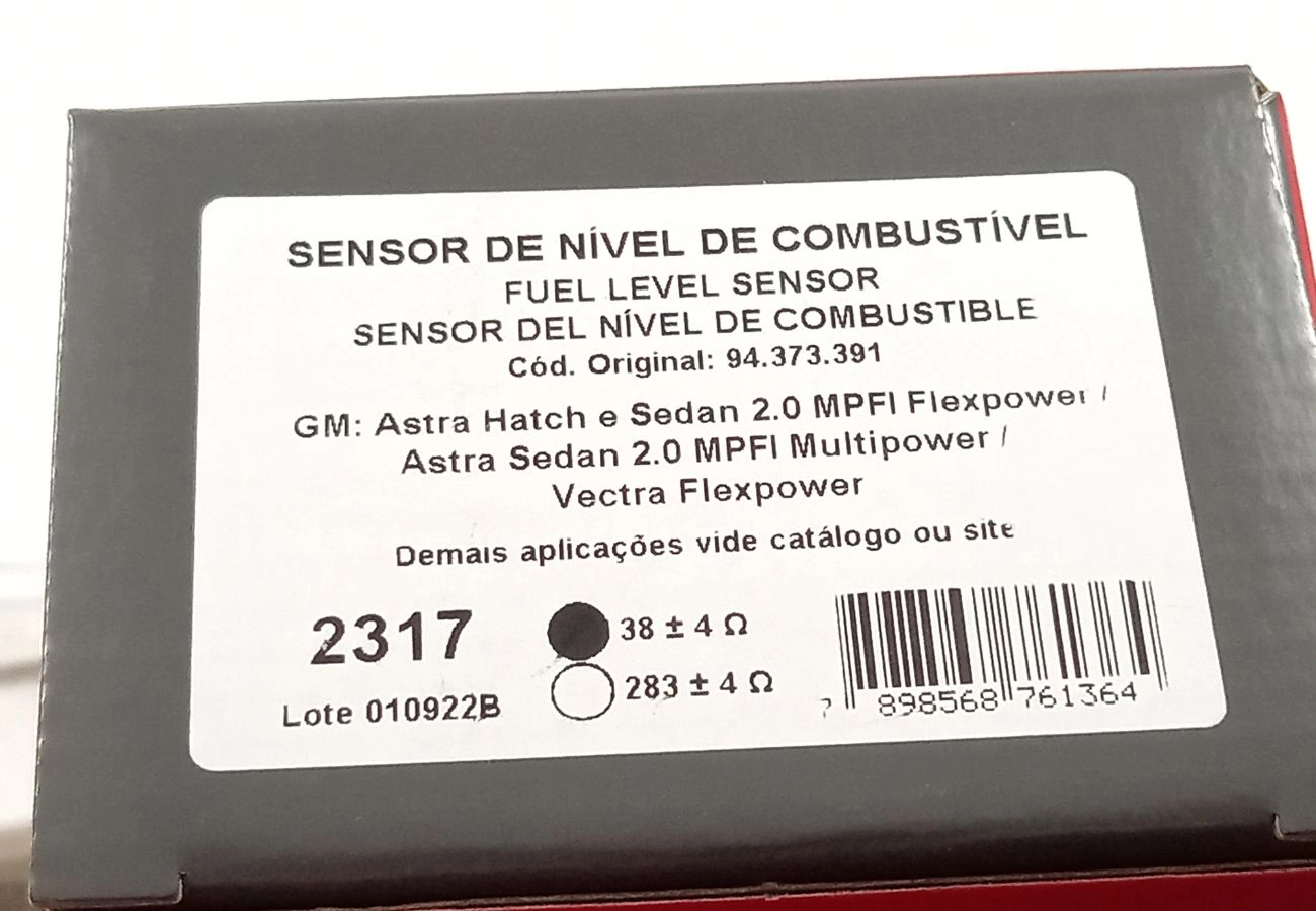 SENSOR/BOIA DE NÍVEL COMBUSTÍVEL GM ASTRA 2.0 8V 2004/2011 - VECTRA 2.0/2.4 8/16V 2005/2009 - FLEX