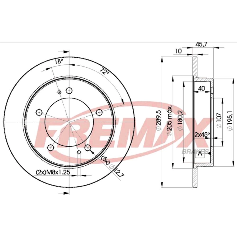 DISCO FREIO DIANTEIRO SÓLIDO 289MM GM TRACKER TURBO 2.0 2001/2004
